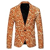 Genérico Americanas Hombre Informales,Chaqueta De Traje con Lentejuelas 3D para Hombre Chaqueta De Traje con Botones Y Solapa con Bolsillo Estampado Estilo