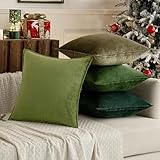 MIULEE Set de 4 Cojines de Terciopelo 40x40cm Colección Verde Cojines Cama Decorativas para Sofá o Silla Fundas de Cojín con Borde Envolvente Sofá Salón Dormitorio Fundas de Cojín Decorativas