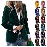 Blazers de terciopelo para mujer, chaqueta de manga larga con solapa de muesca, elegante, para el trabajo, la oficina, para negocios, casual, uso diario, elegante, profesional, abrigos de primavera