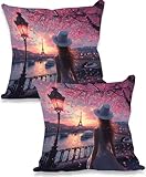 Fundas Cojines 60 x 60 cm Juego de 2 Torre de París Funda de Almohada Decorativos Sofa Fundas de Almohada Cuadrado Terciopelo Fundas de Súper Suave Cojines Decoración Moderna Dormitorio Mujer 0P-12