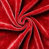 Tela de terciopelo aplastado, 2 m x 155 cm, terciopelo arrugado, tela decorativa para coser, decoración de cortinas, cortinas, escenarios, disfraces, vestidos, ropa, mantel, tela decorativa (rojo)