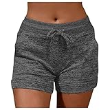 Pijama corto de terciopelo para mujer, pantalones cortos para mujer, ropa deportiva con cordones, con bolsillos, pantalones cómodos de gimnasia, pantalones cortos, gris, L