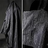Tela texturizada negra de 140 cm con textura de corteza, material texturizado tejido para manualidades de chaquetas, bolsas y artículos de ropa