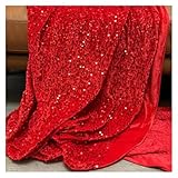 Tela de lentejuelas de terciopelo para vestido de noche de graduación, brillante, decoración de boda, material de fiesta (rojo, 3 metros de largo)