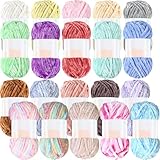 Woanger 20 madejas de hilo de felpilla suave para manta de terciopelo, para ganchillo tejer a mano, tejer manualidades, 93 yardas cada una (color vintage)