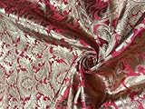 Brocade Heavy King - Tela KHAB con jacquard dorado blanco de 44 pulgadas de ancho, disponible en 2 colores, rosa ardiente y negro, BRO1052 rosa ardiente