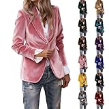 Blazer de terciopelo para mujer, chaqueta informal con botones, para otoño e invierno, con solapa de muesca, para el trabajo, la oficina, chaquetas de terciopelo para mujer, rosa, S