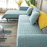 SVIO-SOFACOVER - Funda de sofá de pana aterciopelada de color azul claro moderno para el hogar, funda de sofá acolchada antideslizante multiusos, protector de muebles de invierno, 71 x 71 cm