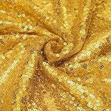 QUARKZMAN Tela De Lentejuelas Oro Oscuro Por Yardón 1 Yardón Largo 4.3 Pies Ancho Tela De Terciopelo Con Lentejuelas Brillante Con Para Costura DIY Vestidos Telón De Mesa