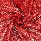 sourcing map Tela de lentejuelas rojas, por yarda, 1 yarda de largo, 1.3 m de ancho, tela de terciopelo brillante para costura, vestido, telón de fondo, mantel, camino de mesa