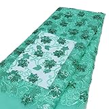 Tela para coser, tela de encaje de terciopelo africano 2023, 5 yardas, tul con lentejuelas francesas, malla nigeriana para costura de vestidos de fiesta (LY3081-4)